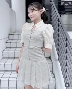 one way / NOMAE シャツドッキングプリーツミニワンピース