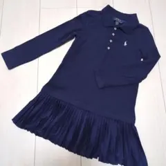 ラルフローレン　ポロシャツ　長袖ワンピース ネイビー　4歳
