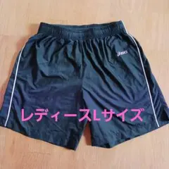 アシックス☆レディースLサイズ　黒×薄ピンク　ランニングパンツ　ポケット有