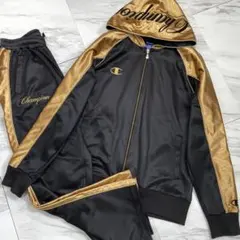 美品 魔裟斗モデル⭐️チャンピオン ジャージ セットアップ 黒× 金 刺繍 XL位