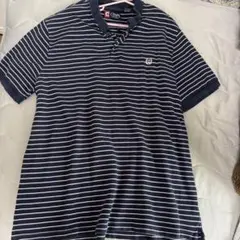 CHAPS ネイビー ホワイト ストライプ ポロシャツ