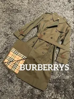 【美品】BURBERRYSバーバリー トレンチコート　オリーブ色 ノバチェック