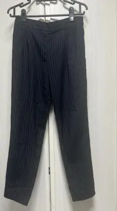 ネイビー ストライプ テーパードパンツ S