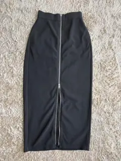 GU ブラック フロントジップ ロングタイトスカート XS