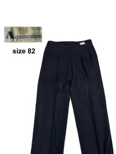 ★Aquascutum★ウール★スラックス★2タック★パンツ★ブラック★82★