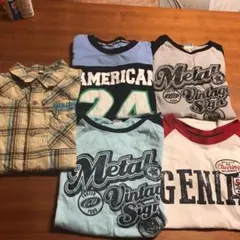 Tシャツ4枚半袖シャツ1枚パンツ3点計8点セット男の子150センチ中古