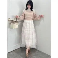 dazzlin エンブロイダリーツイードライクシアースカートチェック