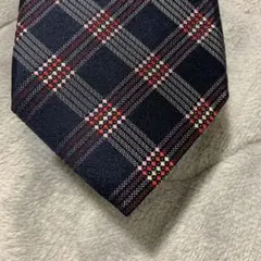 DAKSネイビー チェック柄 スリムタイ