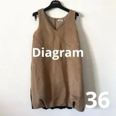【diagram】ノースリーブワンピース ウール 切り替え フワフワ バイカラー