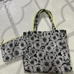 美品/ポーチ付】マリアンボレ トートバッグ サブバッグ エコバッグ 花 