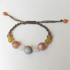 じ*ぽ様 インプレッションストーン　オレンジムーンストーン　タイガーアイ　ブレス