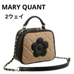MARY QUANTスクエアキルトデイジーパッチ 2WAYショルダー　ベージュ