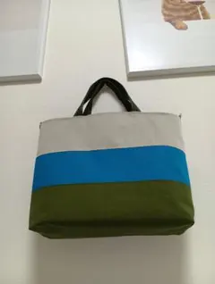 3種類（ベージュ✕ターコイズブルー✕カーキ）生地のMediumサイズトートバッグ