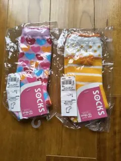 新品未使用　タグ付き　靴下　ソックス　2足　ハート　リボン　13-18cm