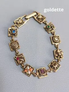 x10 goldette　ビンテージ　ゴールド　ストーンブ　レスレット　美品✨