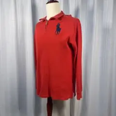 【人気】ポロラルフローレン ハーフジップ ニット ビッグポロ レッド　XL
