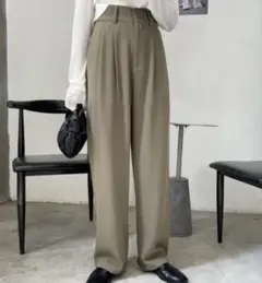 me+em select太ベルトハイウエスト カラータックスラックス