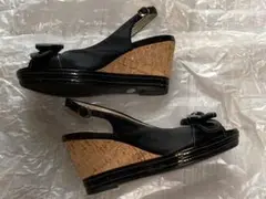 【訳あり　ほぼ未使用】Pitti 黒 ウェッジサンダル　24cm