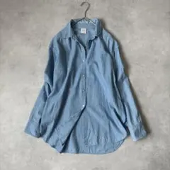 極美品＊THIRD MAGAZINE シアーコットンシャツ 水色 ライトブルー