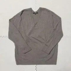サイズL UNIQLO カシミヤ100% 3Dカシミヤ Vネックセーター