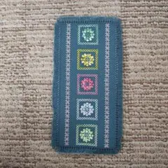 刺繍布 クロスステッチ 花柄 ブルー