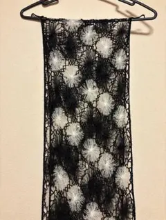 【美品】黒 白レースショール ストール