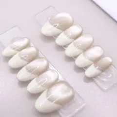 【508】ネイルチップSサイズ ミルキーベージュ フレンチ 乳白　マグネット