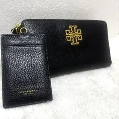【希少】トリーバーチ 長財布 ラウンドジップ レザー ブラック パスケース付き