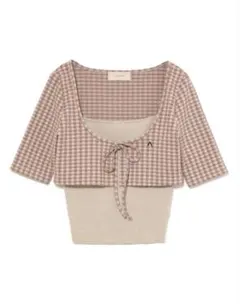 andmary Ava gingham check tops/navy - メルカリ