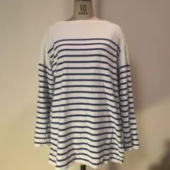 ユニクロ☆長袖 カットソー ロンT ボーダー 白 XL