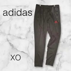 【美品】adidas アデダス ジャージパンツ 【XO】黒 ブラック 赤ロゴ