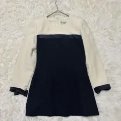 《美品》 HANAE MORI ハナエモリ ホワイト ブラック ワンピース(L)のサムネイル