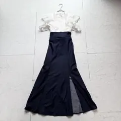 マーキュリーデュオ シアーチェックラッフルドッキングワンピース M ホワイト