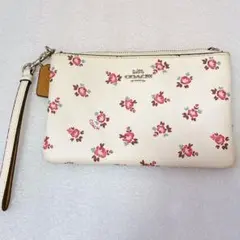 COACH 花柄ポーチ ホワイト