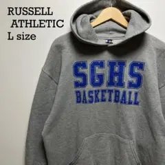 00s RUSSELL ATHLETIC スクールロゴ パーカー L グレー