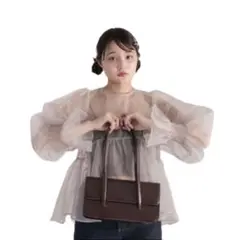 muguet organdy peplum blouse grayのサムネイル