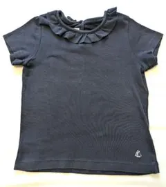 【Petit Bateau】ダークグレー フリル付き半袖Tシャツ
