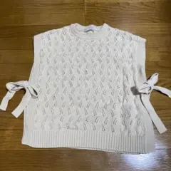 レース編みノースリーブセーター ベージュ