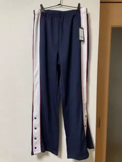 ネイビー サイドボタン ストレートパンツ