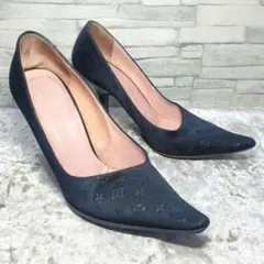 【良品】ルイヴィトン 22.5cm パンプス モノグラム 黒 ミュール 35.5のサムネイル