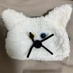 もじゃもじゃ猫ポーチ2 白オッドアイ　shiro oddeye