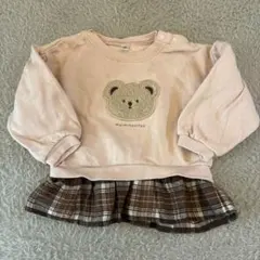 クマ刺繍付きピンクトレーナー 90サイズ
