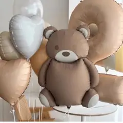 new❤︎くすみ ナンバーバルーン、くまさん 風船 セット  誕生日飾り 2歳
