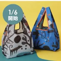 【新品未使用】KALDIエコバッグ　いきものがたり ブルー