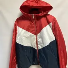 ナイロンジャケット フード付き 赤/白/青