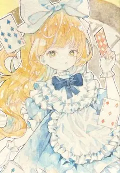 手描きイラスト　オリジナル　アリス(時計)