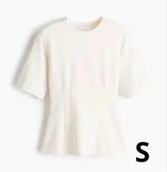 【新品】H&MウエストシェイプインターロックTシャツ　ホワイト Sサイズ