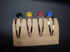 春休み限定300円　カラフル装飾付きヘアクリップ4個セットNo.3