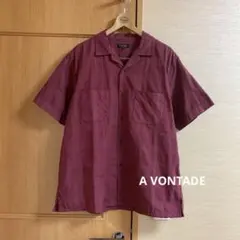 A VONTADE　アボンタージ　オープンシャツ　バーガンディ　Ｌ　日本製　半袖のサムネイル