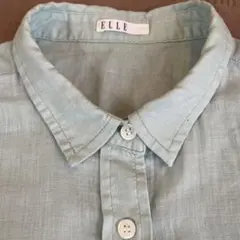【ELLE】リネンシャツ　ピスタチオグリーン　麻 長袖シャツのサムネイル